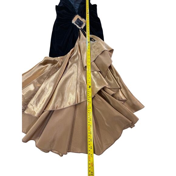 Vintage Roaring 20's Flapper Great Gatsby Black Velvet Gold Dress SZ XS Cosplay - Picture 15 of 16